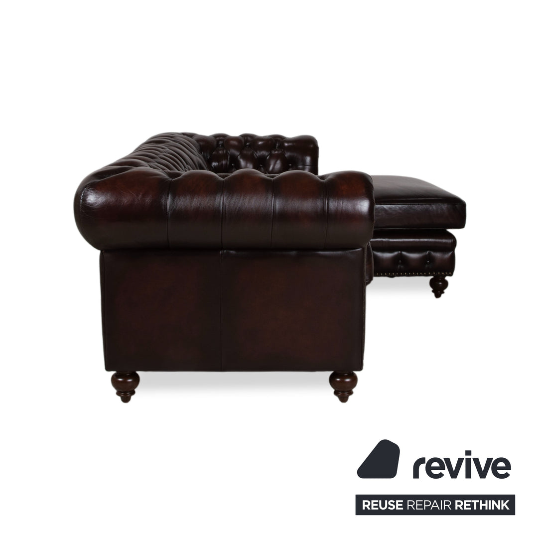 Chesterfield Leder Braun Rotbraun Kastanie Ecksofa Vintage