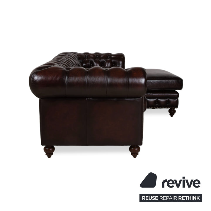 Chesterfield Leder Braun Rotbraun Kastanie Ecksofa Vintage