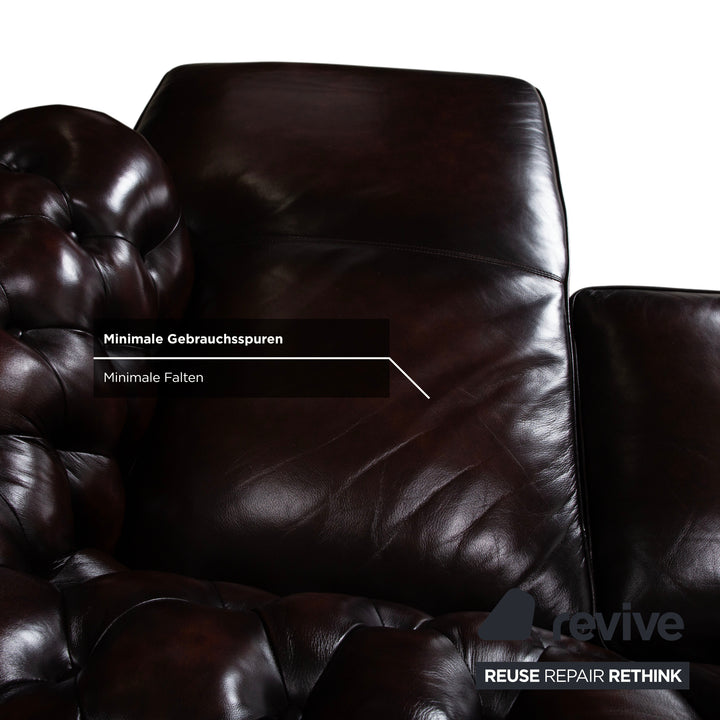 Chesterfield Leder Braun Rotbraun Kastanie Ecksofa Vintage