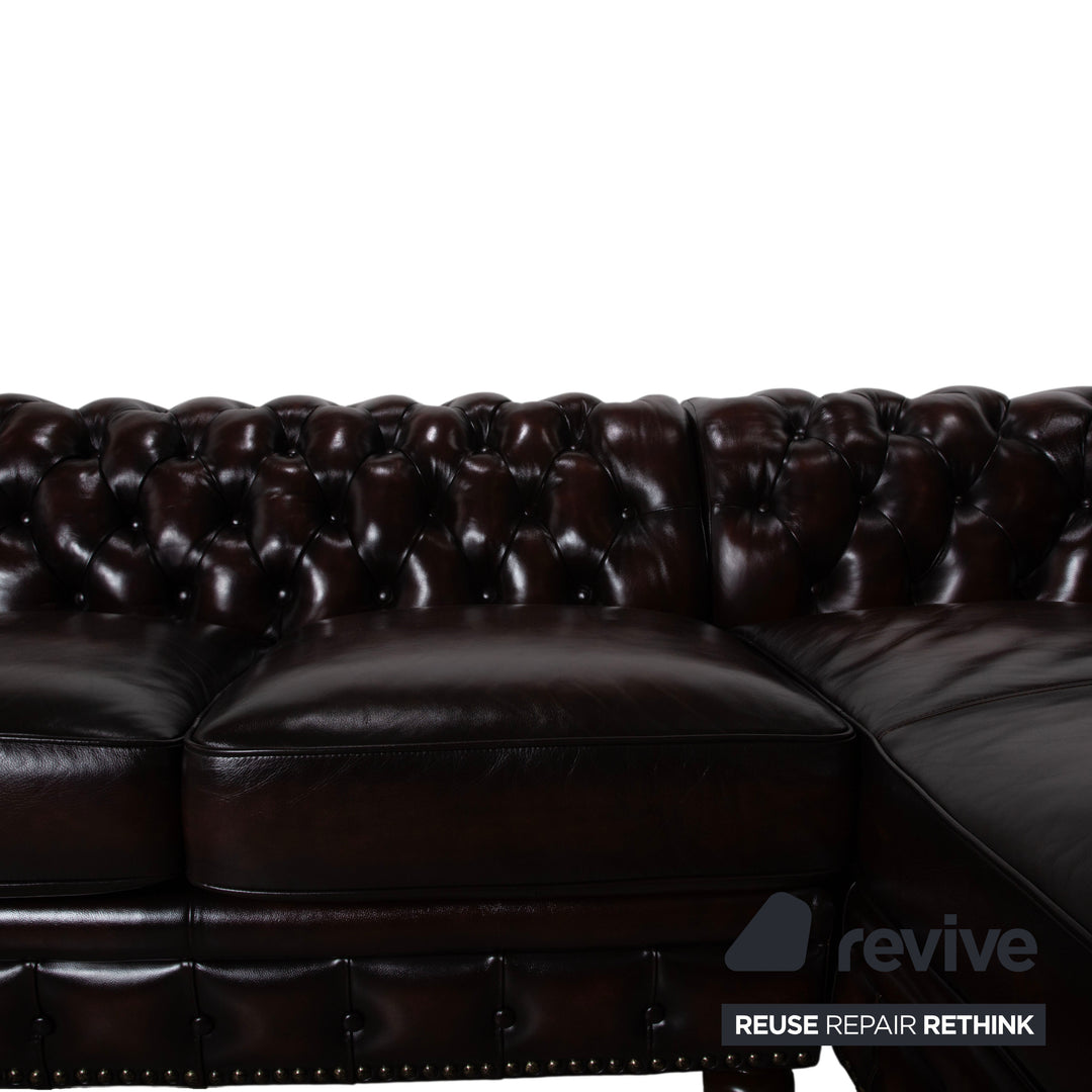 Chesterfield Leder Braun Rotbraun Kastanie Ecksofa Vintage