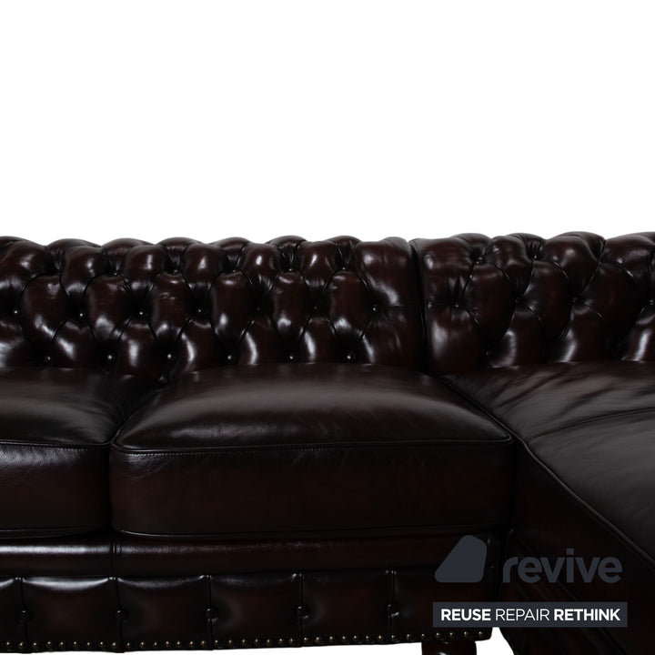 Chesterfield Leder Braun Rotbraun Kastanie Ecksofa Vintage