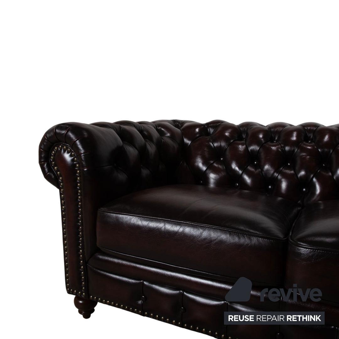 Chesterfield Leder Braun Rotbraun Kastanie Ecksofa Vintage