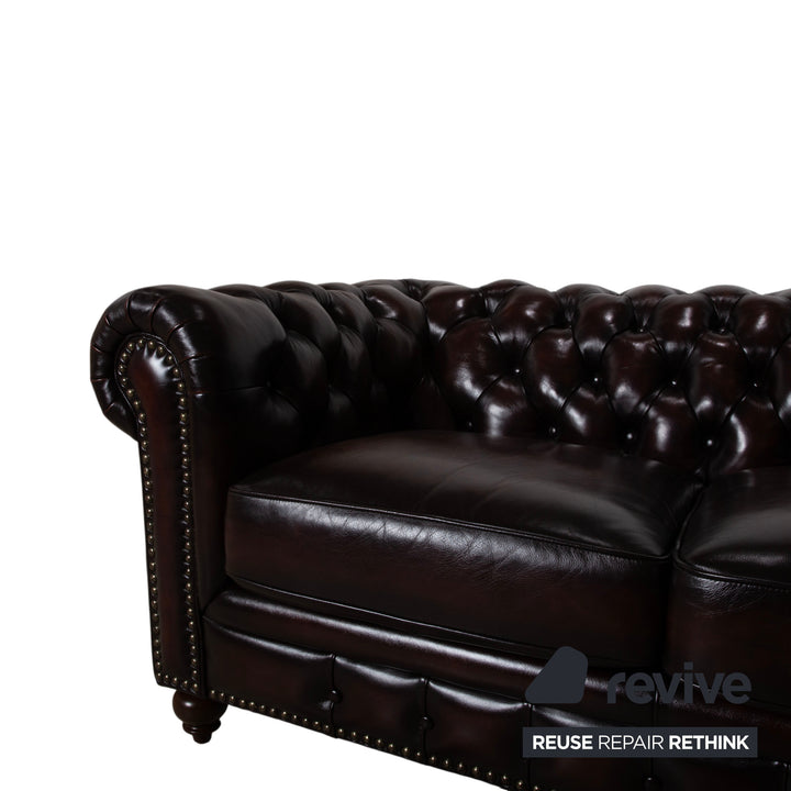 Chesterfield Leder Braun Rotbraun Kastanie Ecksofa Vintage