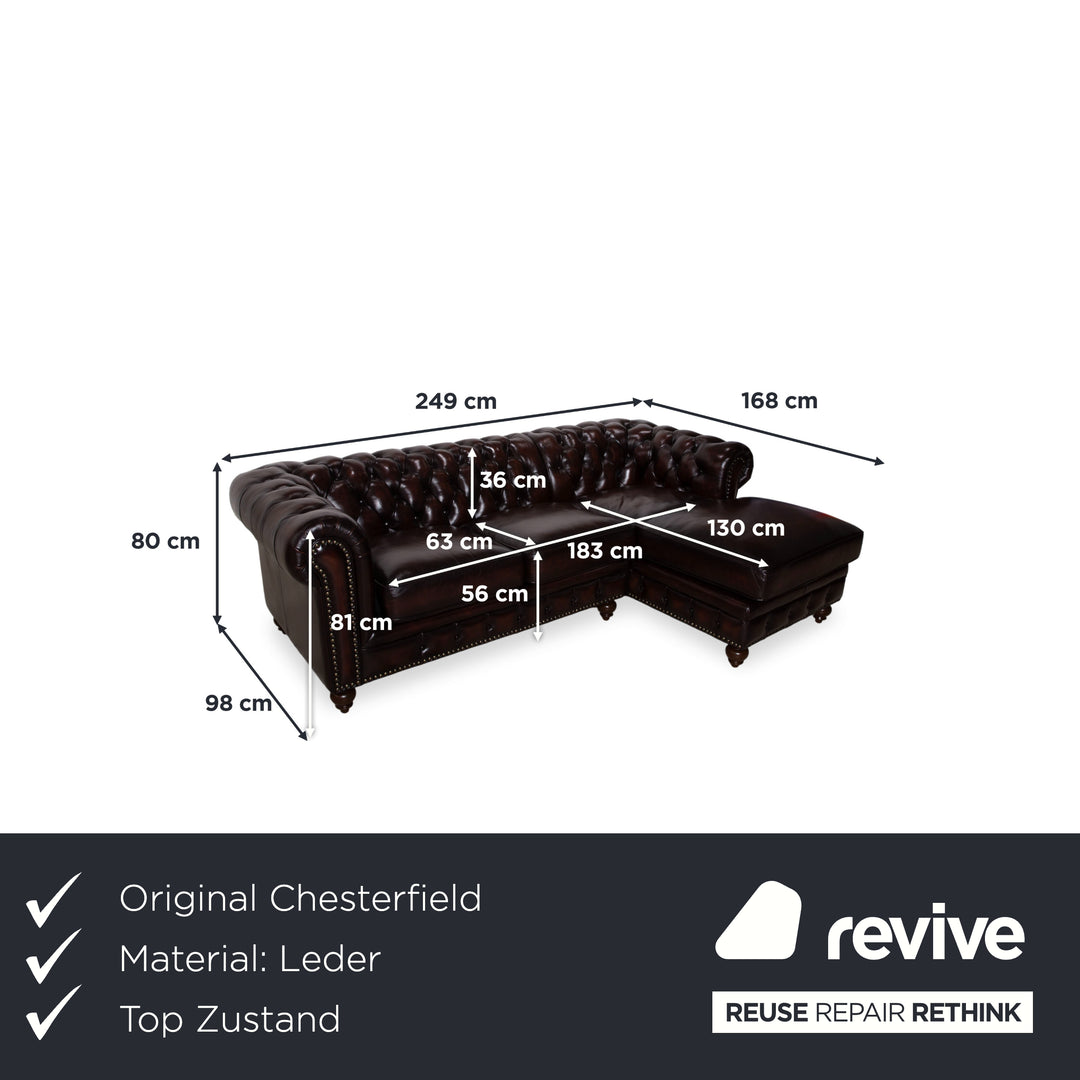Chesterfield Leder Braun Rotbraun Kastanie Ecksofa Vintage