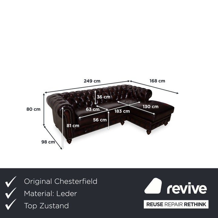 Chesterfield Leder Braun Rotbraun Kastanie Ecksofa Vintage