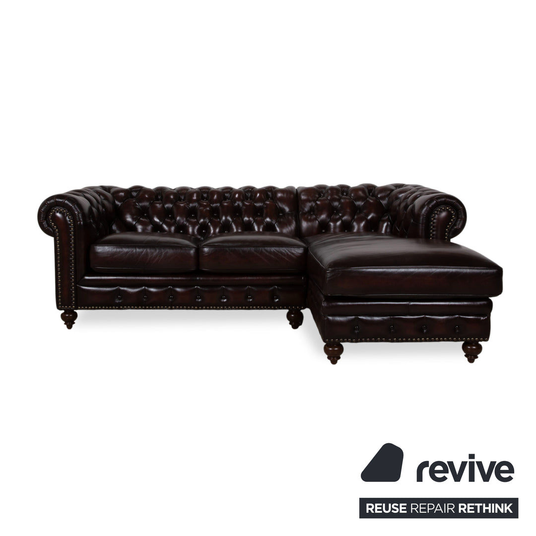 Chesterfield Leder Braun Rotbraun Kastanie Ecksofa Vintage