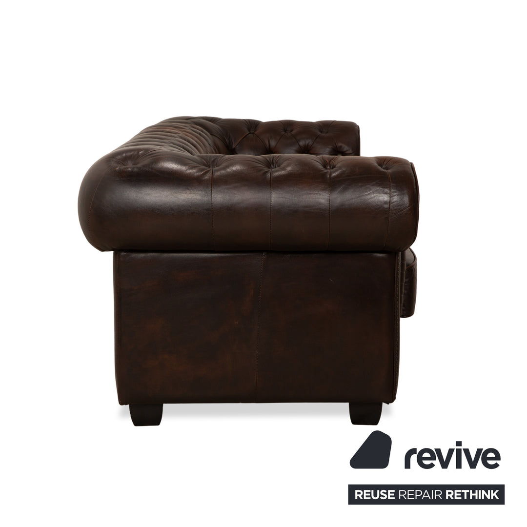 Chesterfield Leder Dreisitzer Braun Sofa Couch