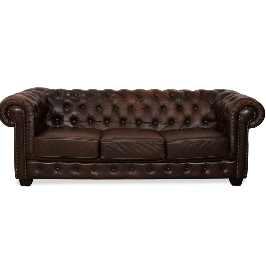 Chesterfield Leder Dreisitzer Braun Sofa Couch