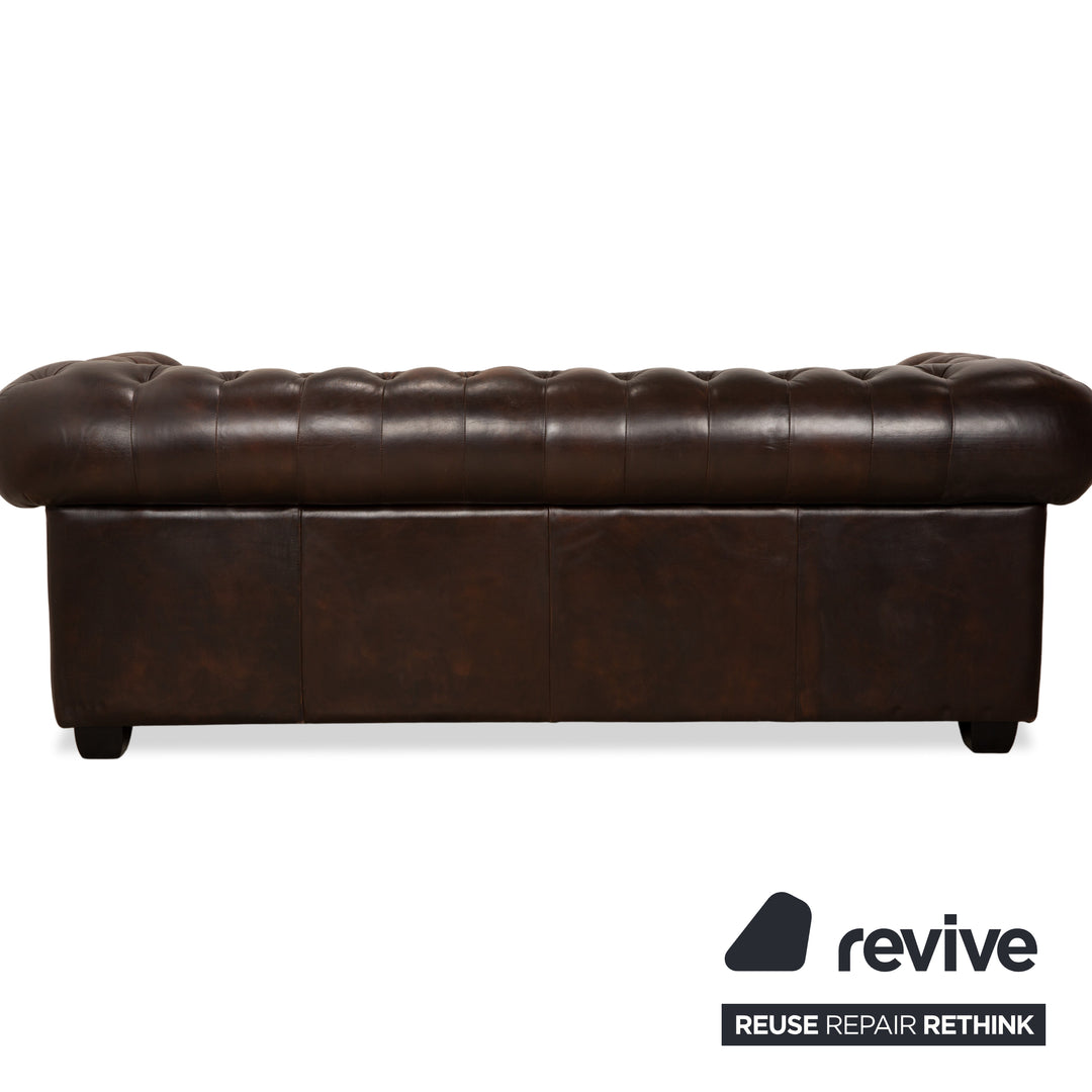 Chesterfield Leder Dreisitzer Braun Sofa Couch