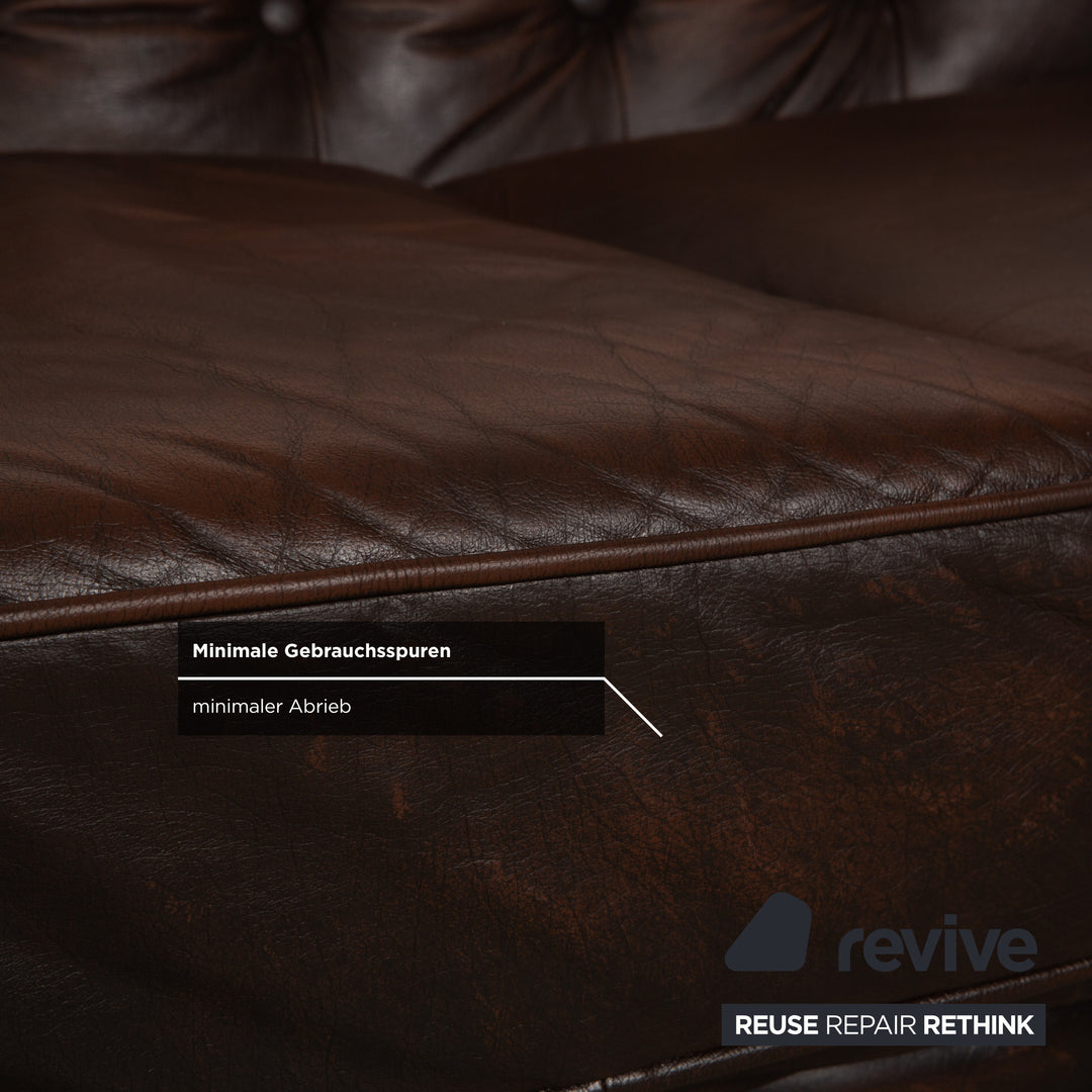 Chesterfield Leder Dreisitzer Braun Sofa Couch