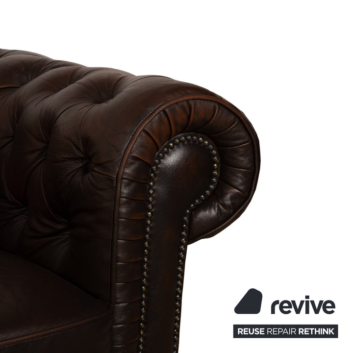 Chesterfield Leder Dreisitzer Braun Sofa Couch