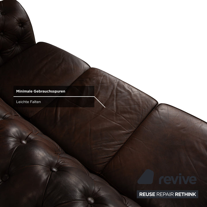 Chesterfield Leder Dreisitzer Braun Sofa Couch