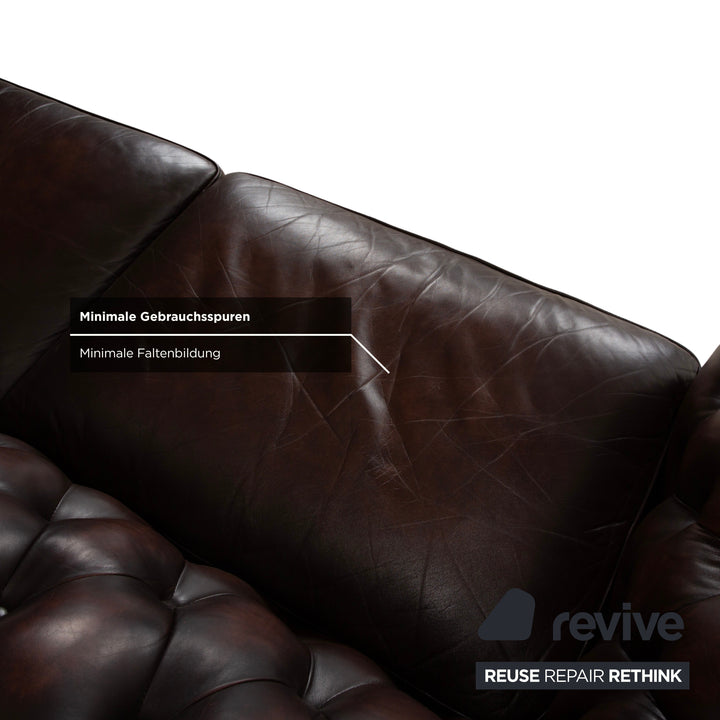 Chesterfield Leder Dreisitzer Braun Sofa Couch Vintage