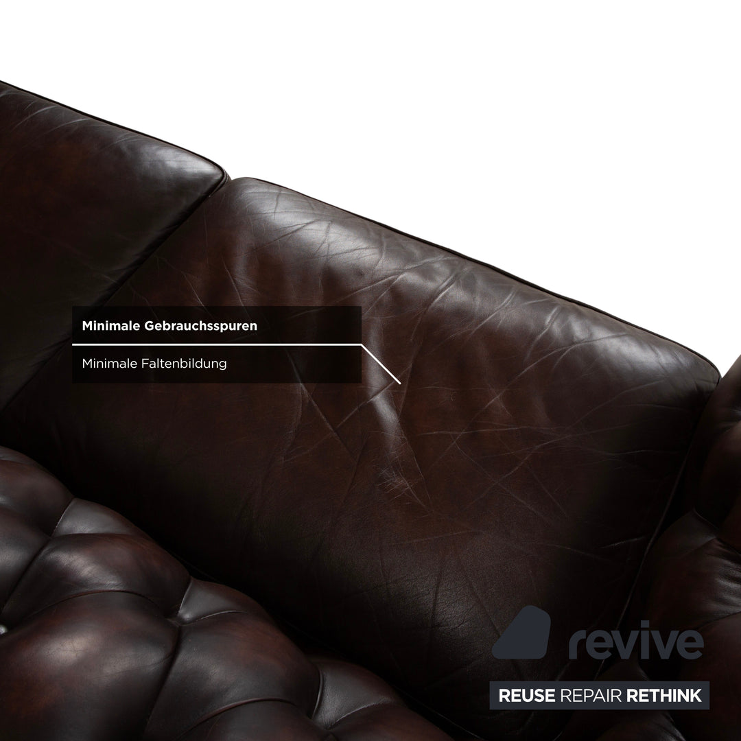 Chesterfield Leder Dreisitzer Braun Sofa Couch Vintage