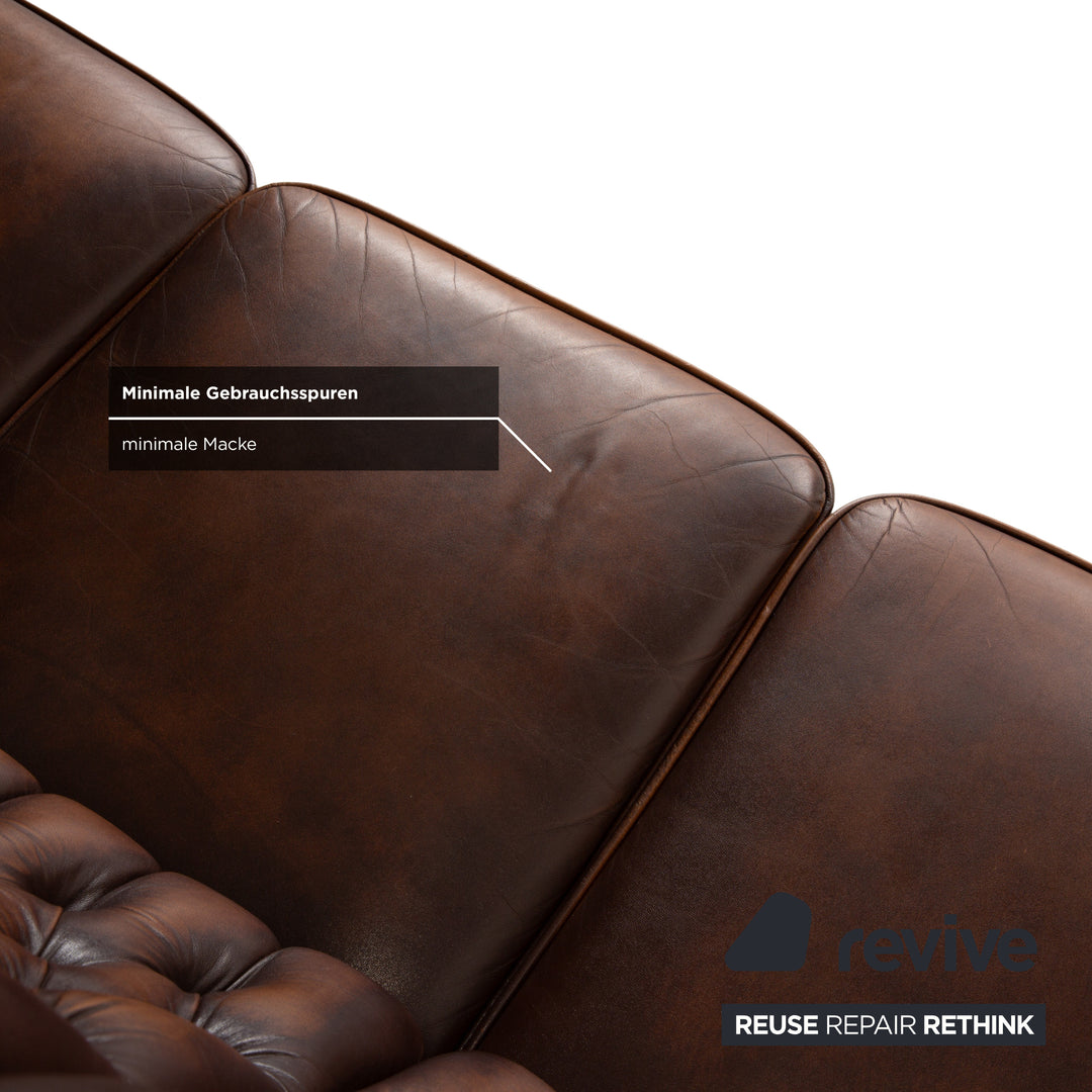 Chesterfield Leder Dreisitzer Braun Sofa Couch Vintage