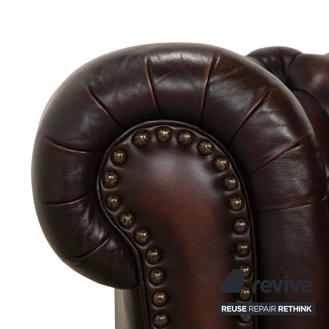 Chesterfield Leder Dreisitzer Braun Sofa Couch Vintage