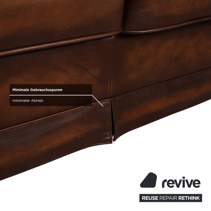 Chesterfield Leder Dreisitzer Braun Sofa Couch Vintage