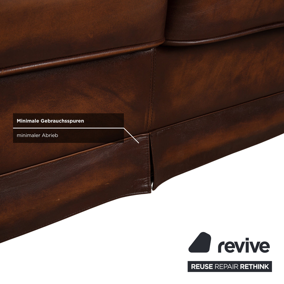 Chesterfield Leder Dreisitzer Braun Sofa Couch Vintage