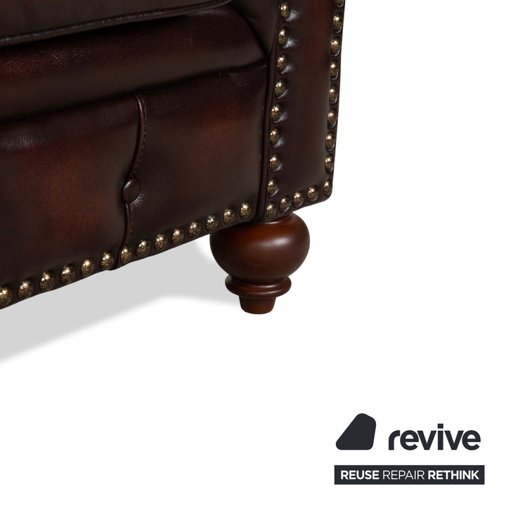 Chesterfield Leder Dreisitzer Braun Sofa Couch Vintage