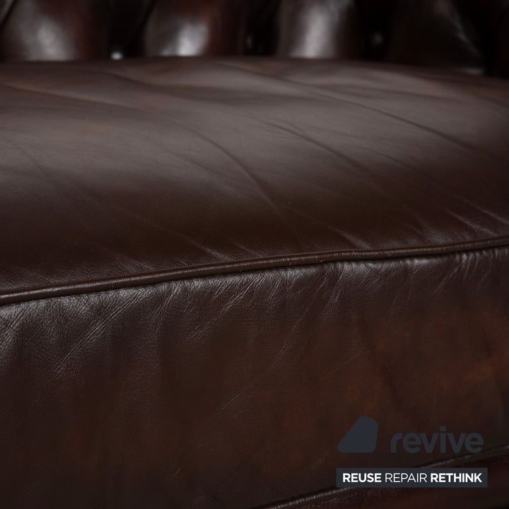 Chesterfield Leder Dreisitzer Braun Sofa Couch Vintage