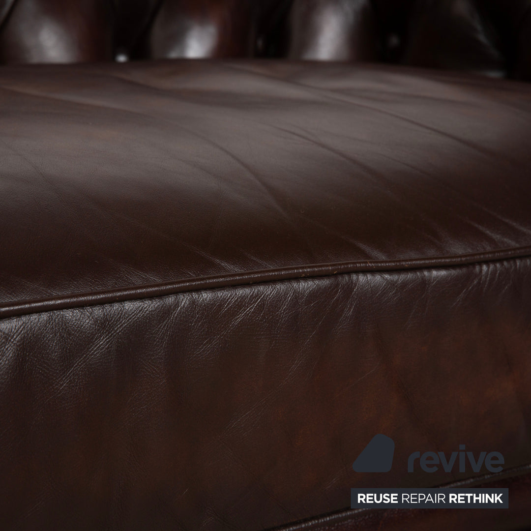 Chesterfield Leder Dreisitzer Braun Sofa Couch Vintage