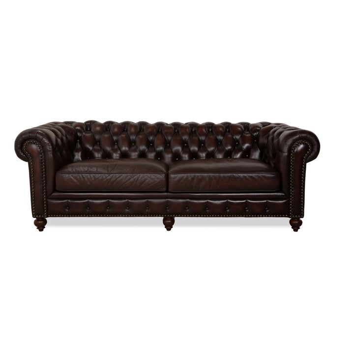 Chesterfield Leder Dreisitzer Braun Sofa Couch Vintage
