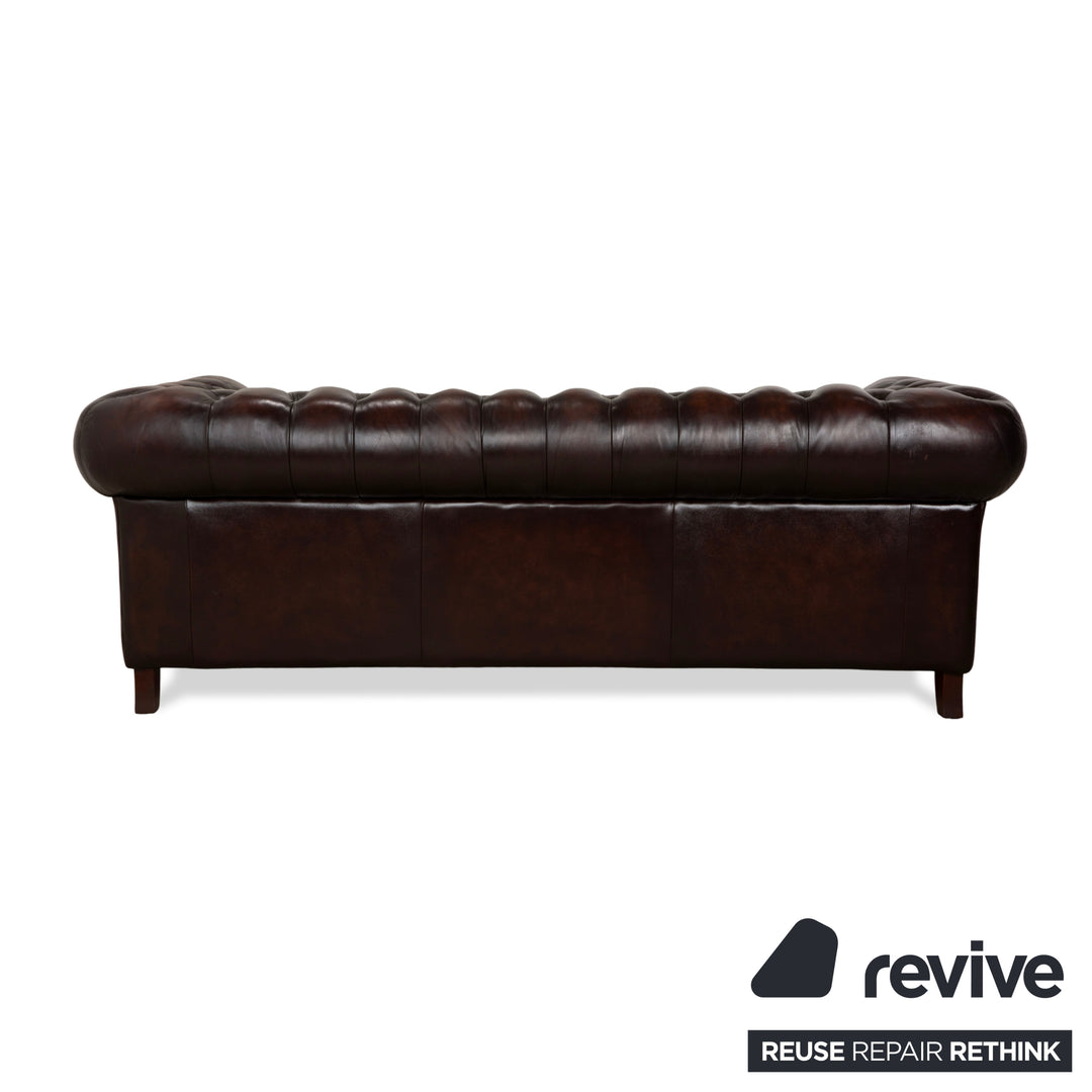 Chesterfield Leder Dreisitzer Braun Sofa Couch Vintage