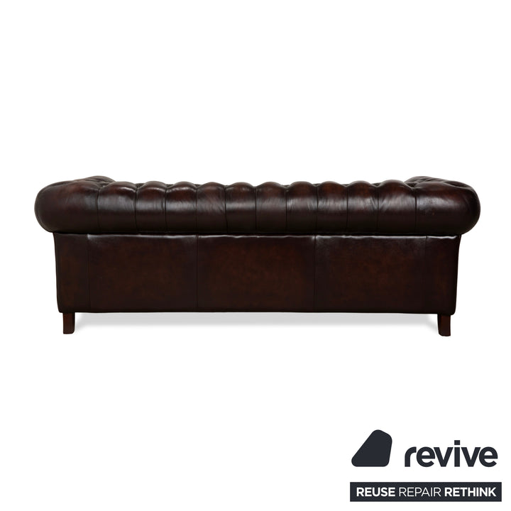 Chesterfield Leder Dreisitzer Braun Sofa Couch Vintage