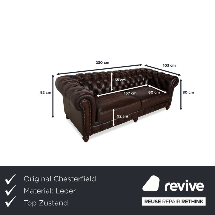 Chesterfield Leder Dreisitzer Braun Sofa Couch Vintage