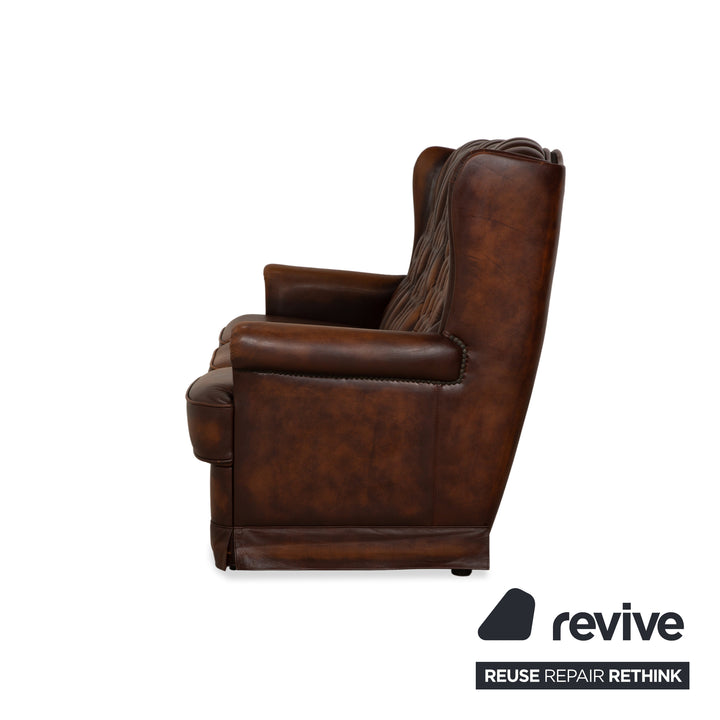 Chesterfield Leder Dreisitzer Braun Sofa Couch Vintage