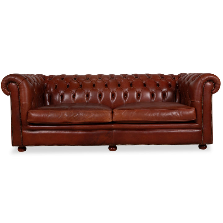Chesterfield Leder Dreisitzer Braun Sofa Couch Vintage