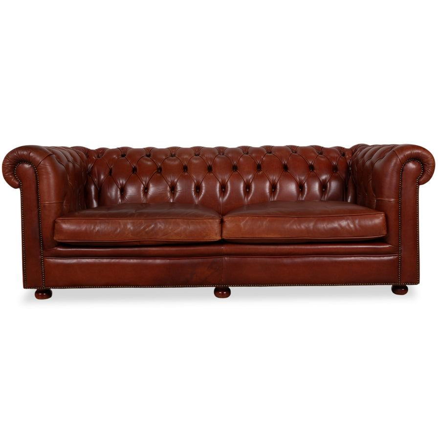 Chesterfield Leder Dreisitzer Braun Sofa Couch Vintage