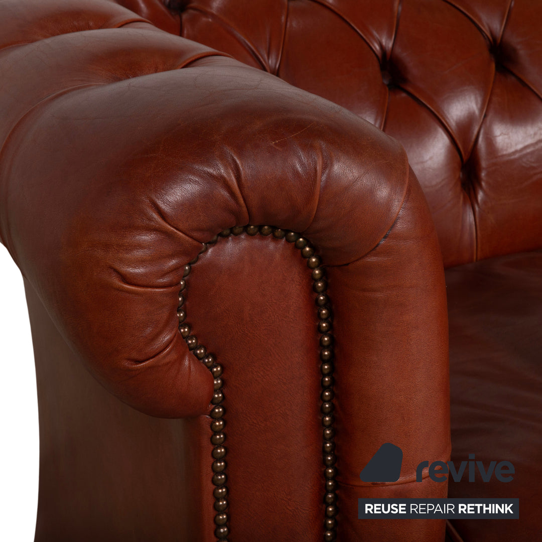 Chesterfield Leder Dreisitzer Braun Sofa Couch Vintage