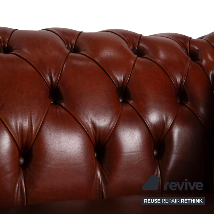 Chesterfield Leder Dreisitzer Braun Sofa Couch Vintage