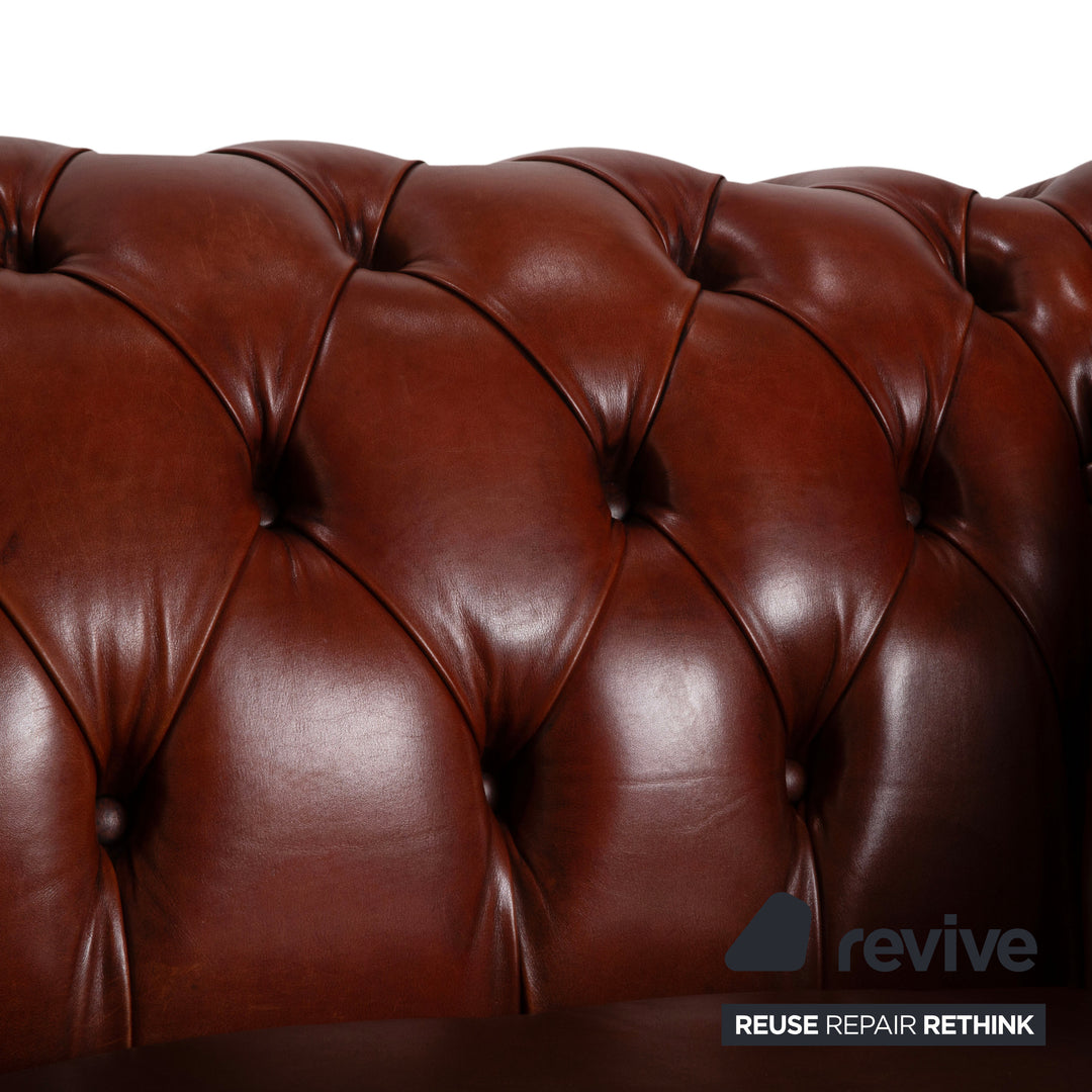 Chesterfield Leder Dreisitzer Braun Sofa Couch Vintage