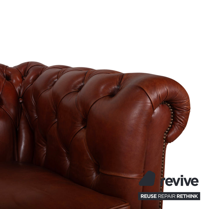 Chesterfield Leder Dreisitzer Braun Sofa Couch Vintage