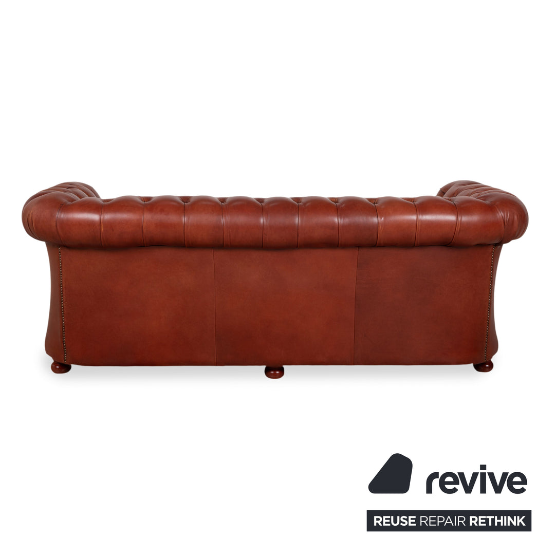 Chesterfield Leder Dreisitzer Braun Sofa Couch Vintage