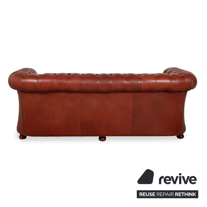 Chesterfield Leder Dreisitzer Braun Sofa Couch Vintage