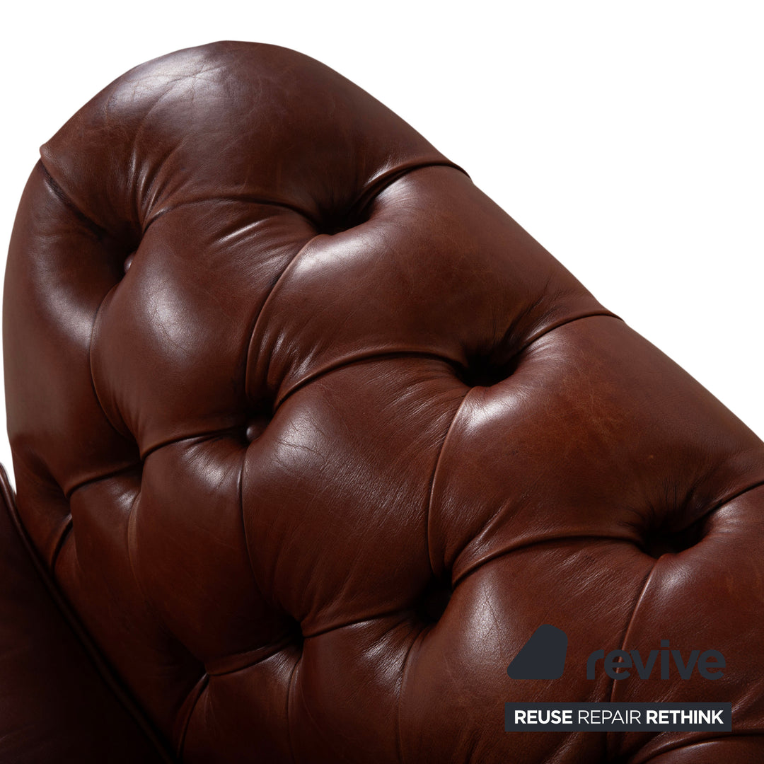 Chesterfield Leder Dreisitzer Braun Sofa Couch Vintage