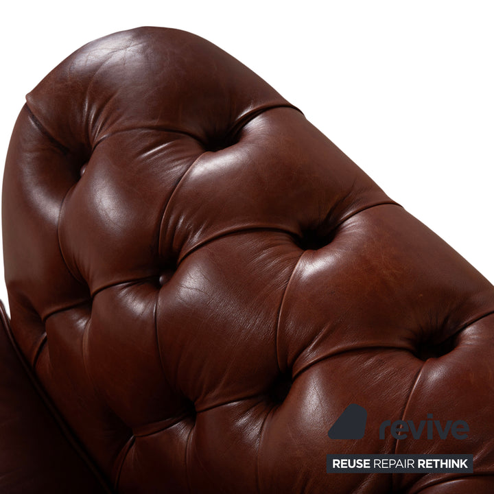 Chesterfield Leder Dreisitzer Braun Sofa Couch Vintage