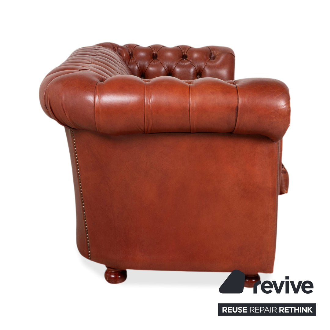 Chesterfield Leder Dreisitzer Braun Sofa Couch Vintage