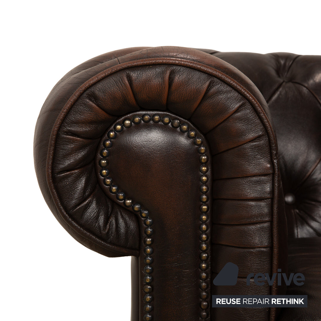 Chesterfield Leder Dreisitzer Braun Sofa Couch
