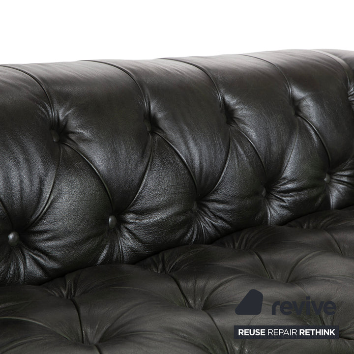 Chesterfield Leder Dreisitzer Grün Sofa Couch Vintage