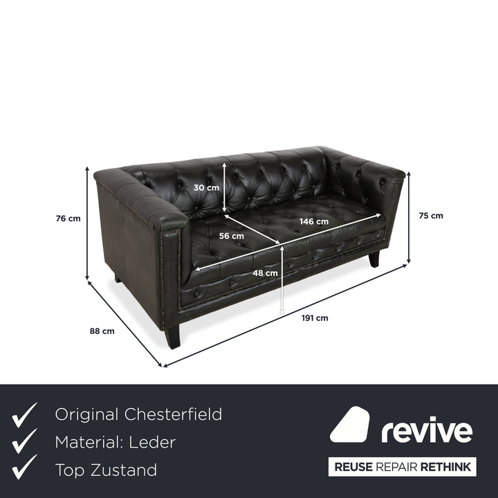 Chesterfield Leder Dreisitzer Grün Sofa Couch Vintage