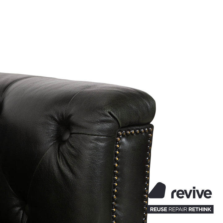 Chesterfield Leder Dreisitzer Grün Sofa Couch Vintage