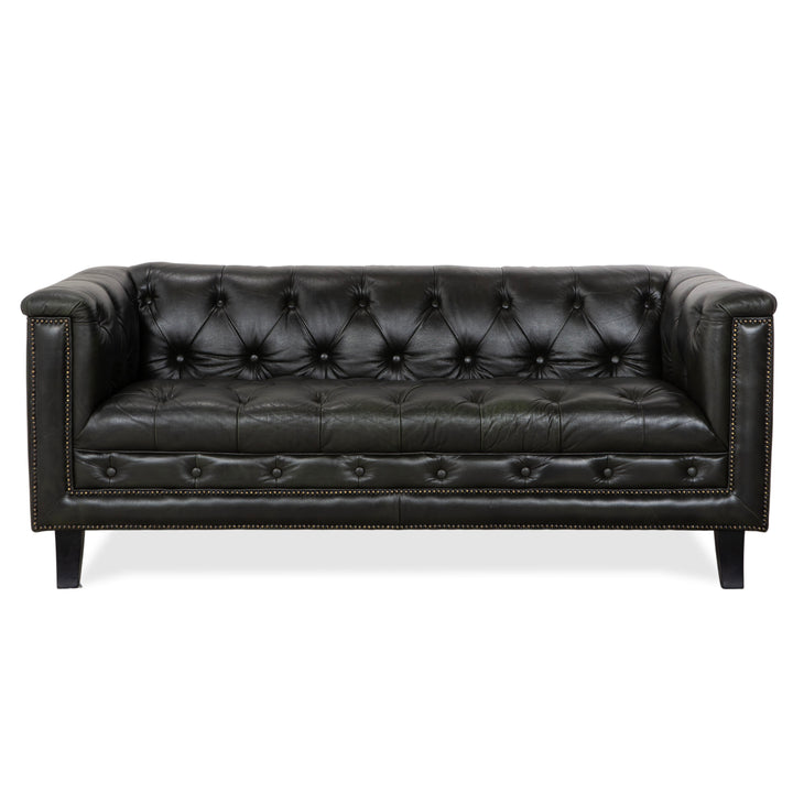 Chesterfield Leder Dreisitzer Grün Sofa Couch Vintage