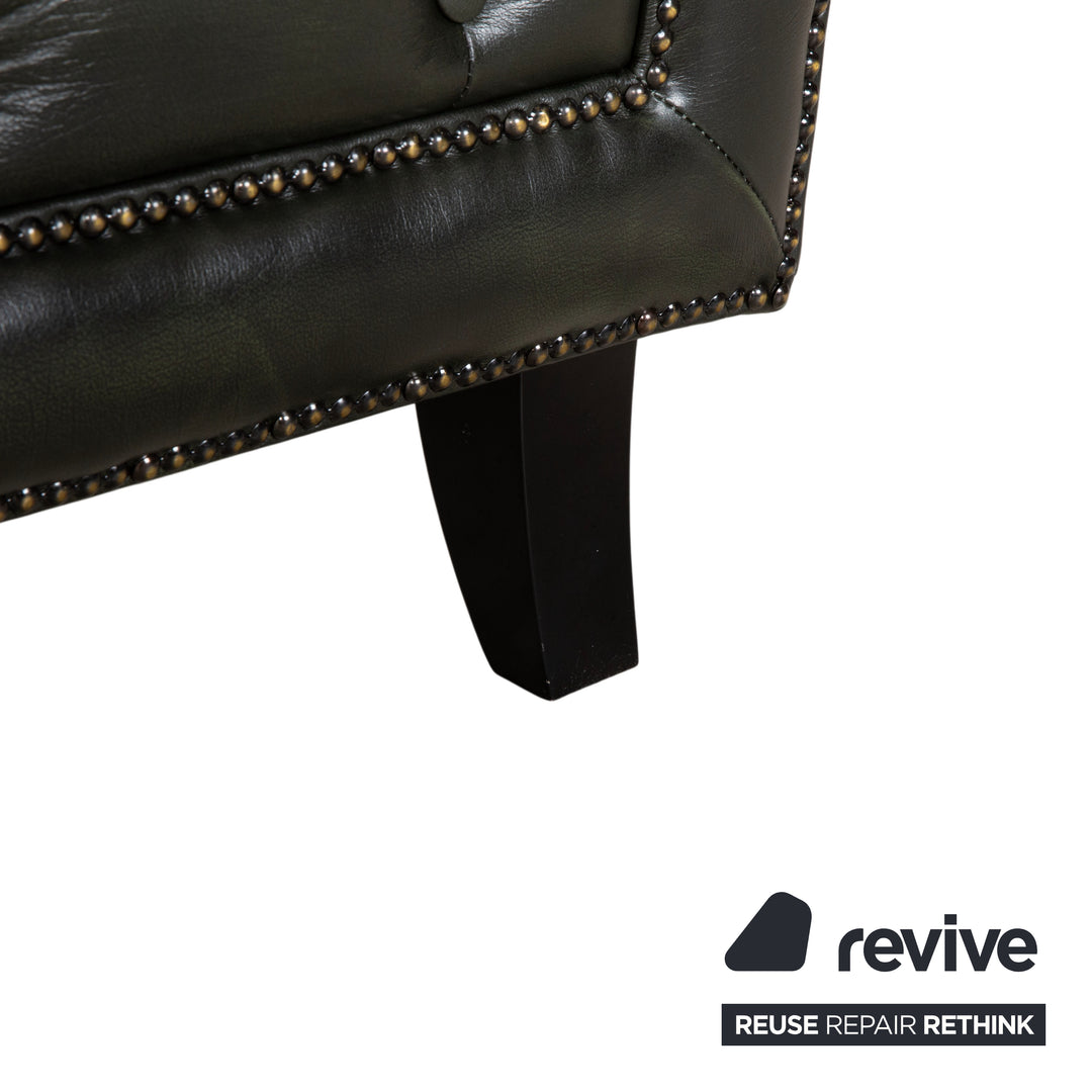 Chesterfield Leder Dreisitzer Grün Sofa Couch Vintage