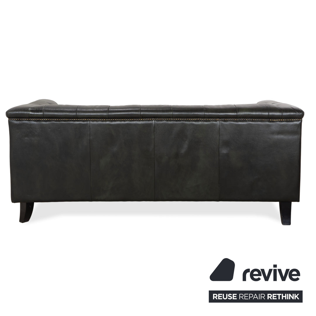 Chesterfield Leder Dreisitzer Grün Sofa Couch Vintage