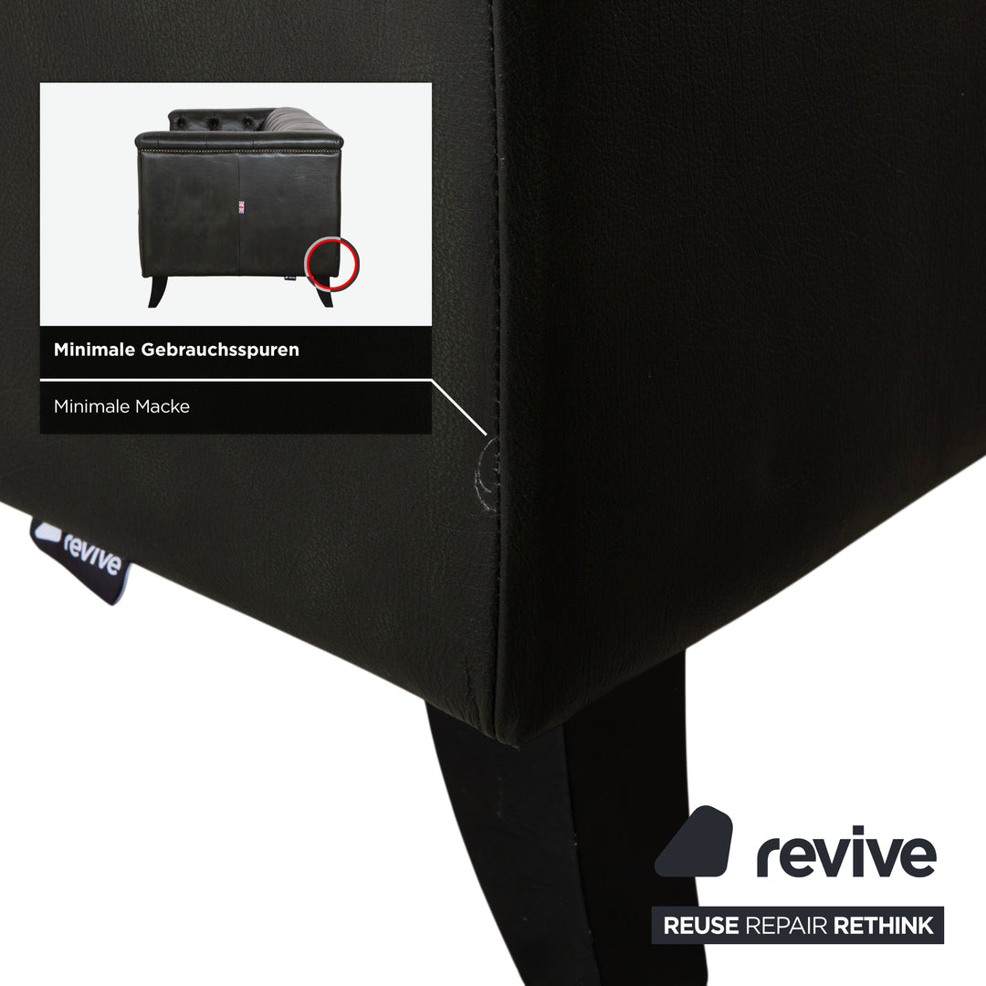 Chesterfield Leder Dreisitzer Grün Sofa Couch Vintage