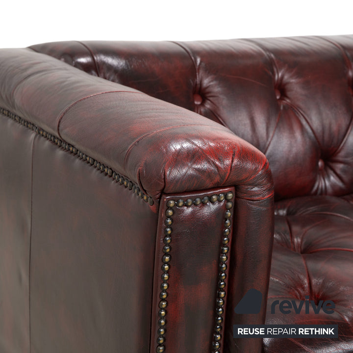 Chesterfield Leder Dreisitzer Rot Braun Grün Sofa Couch Vintage